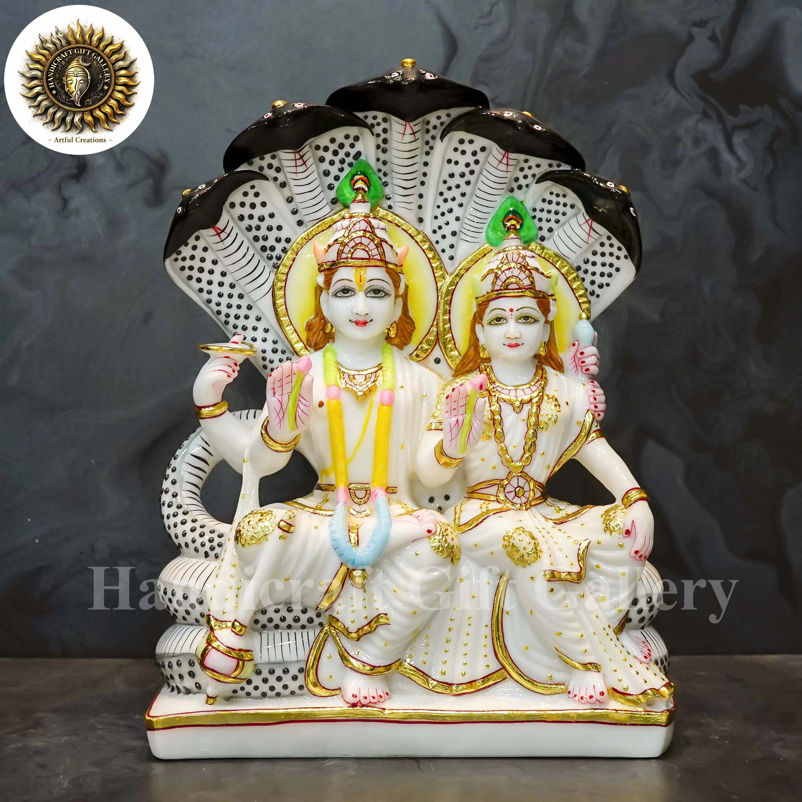 Marble Dust Vishnu Laxmi Ji In 12 Inch