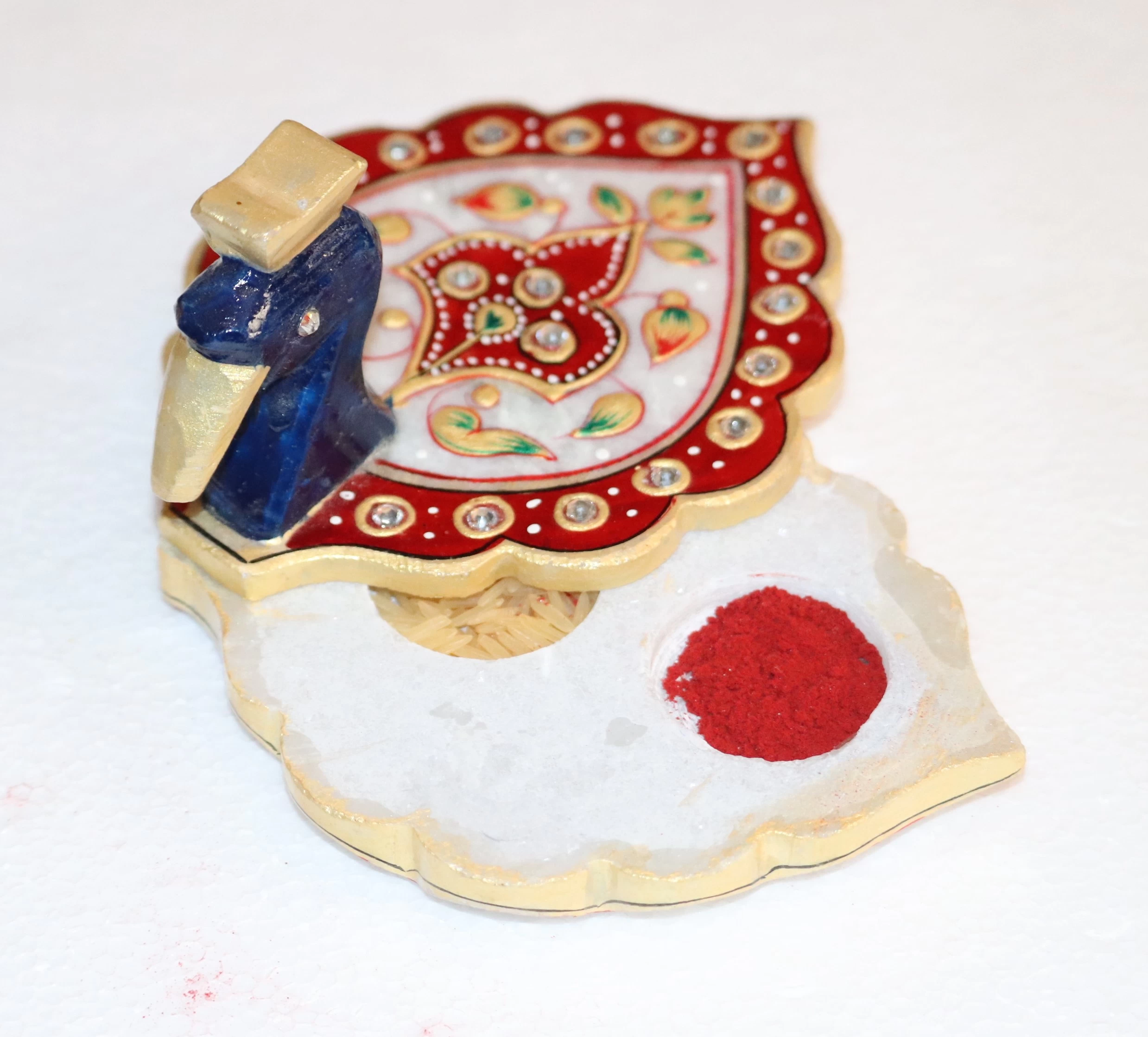 Marble Peacock Kumkum Chawal Chopra In 5 Inch