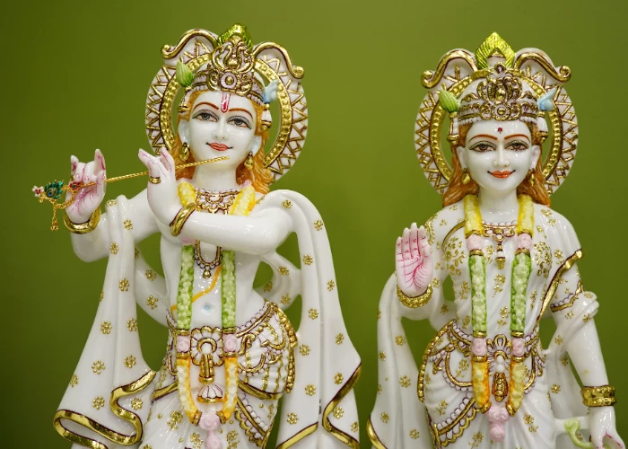 New Cut Gold White Radha Krishna
