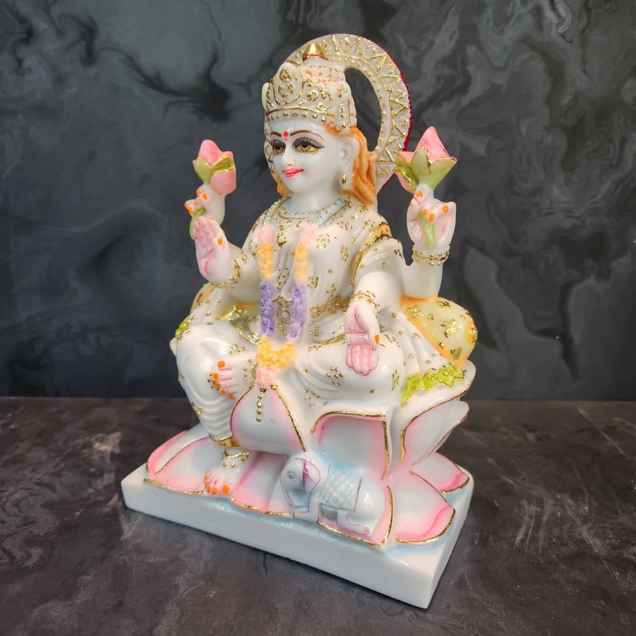 New Marble Dust Laxmi Ji In 9 Inch