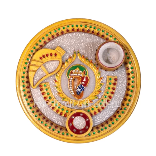 Marble Ganesh Painted Pooja Thali