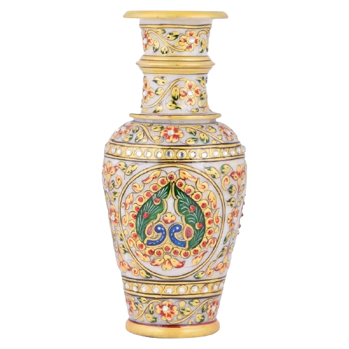 Hand Painted Gold Leaf Vase In 12 Inch