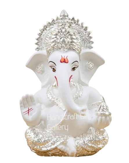 Silver Mukut White Ganesh