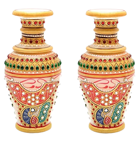 White Marble Vase Pair 15 Inch