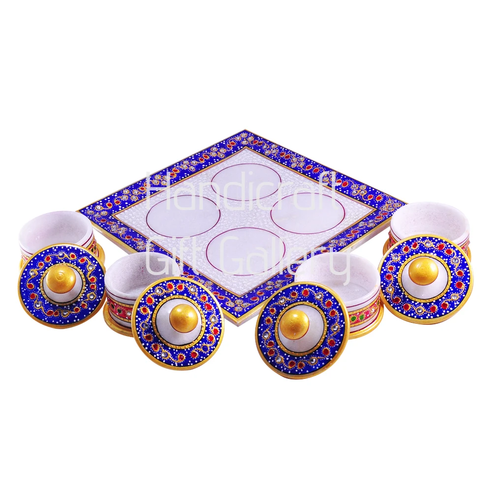 Marble 4 Dibbi Dry Fruits Tray Set