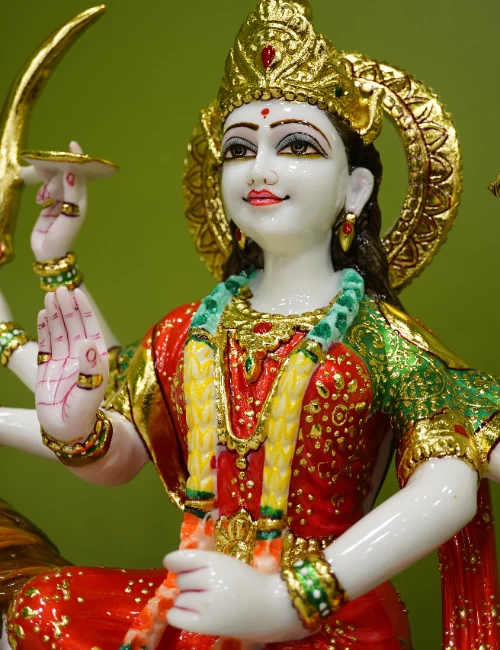 Marble Dust Durga Devi In Red Saree