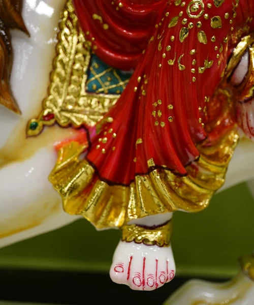 Marble Dust Durga Devi In Red Saree