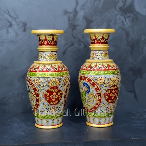 White Marble Vase Pair