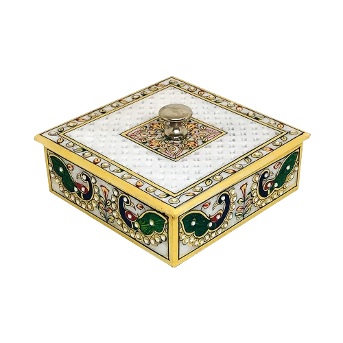 New White Marble Box In 12 Inch