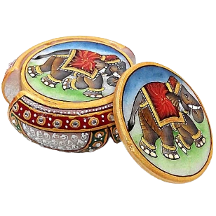 Marble Elephant Figure Tea Coaster Set