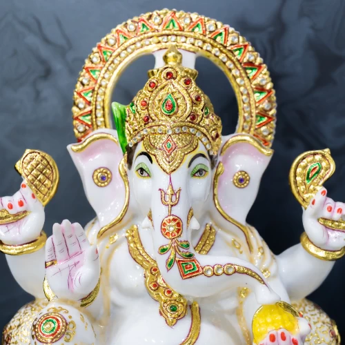 Fine Marble Dust Ganesh In Meena Painting