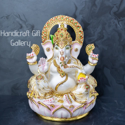Fine Marble Dust Ganesh In Meena Painting