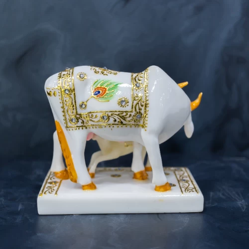 Marble Dust Cow & Calf In Morpankh Painting