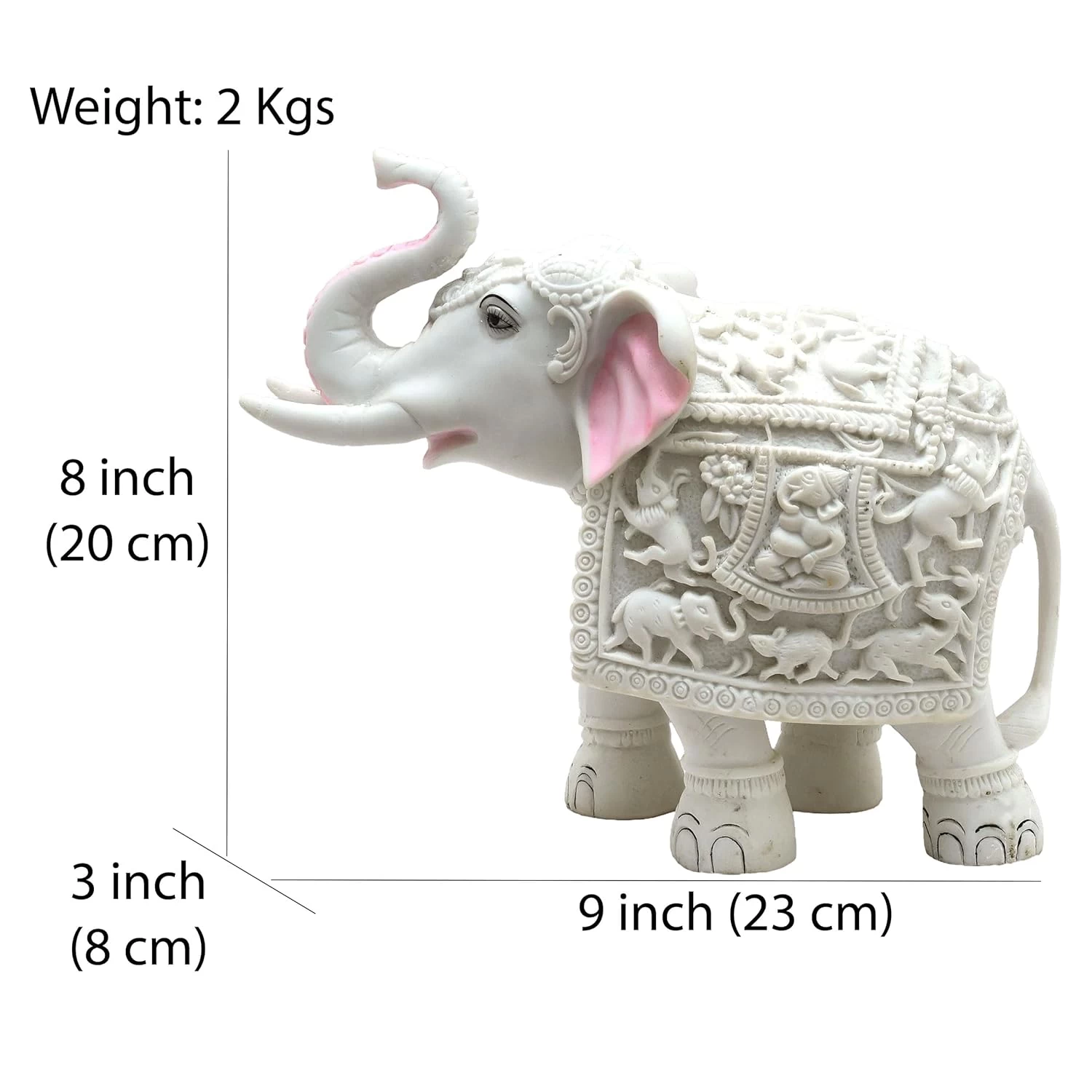 Marble Dust Elephant 8 Inch