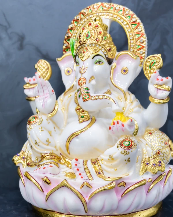 Fine Marble Dust Ganesh In Meena Painting